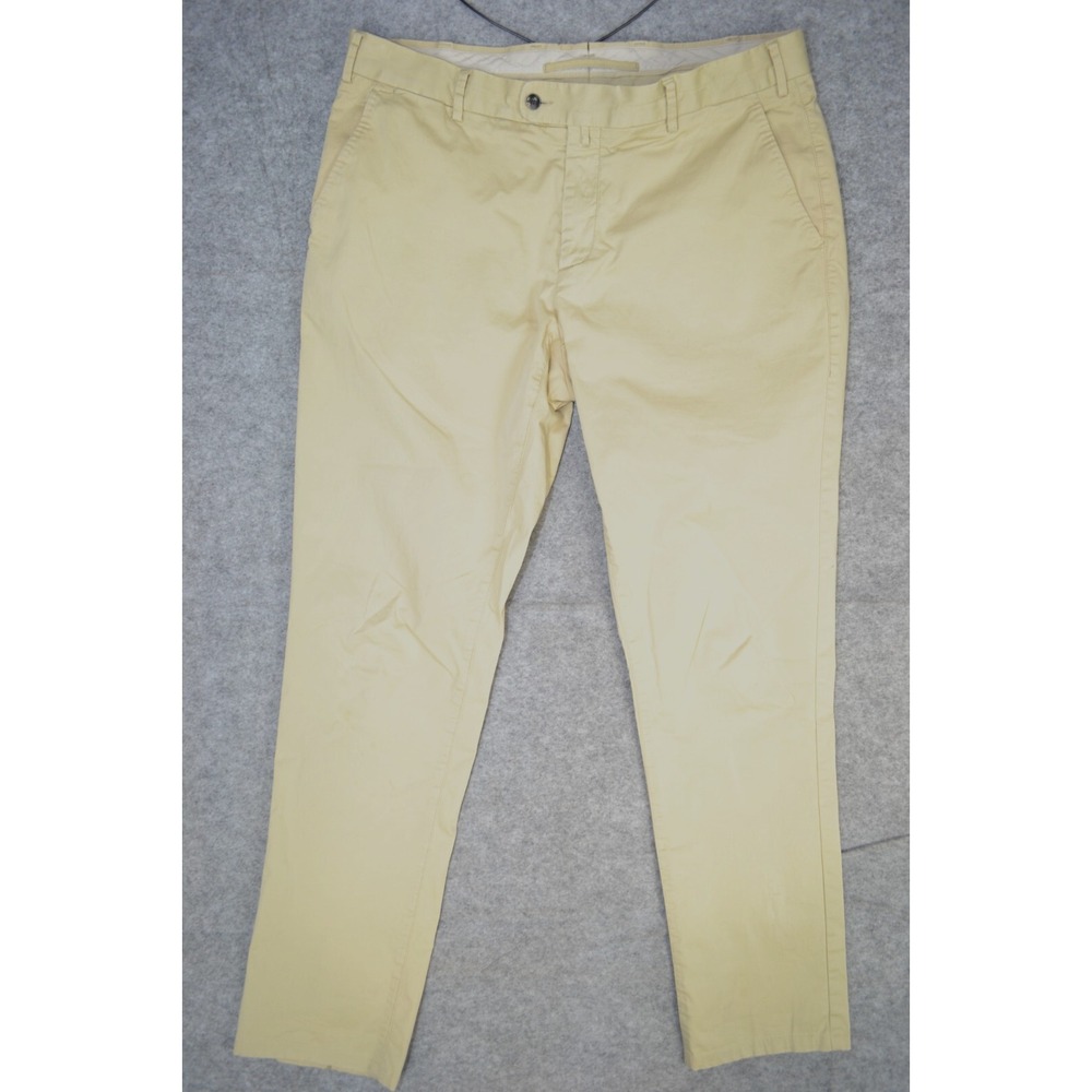 Suitsupply Porto Chino Pants Mens 36‎ Light Yellow Pure Cotton Slash Pockets